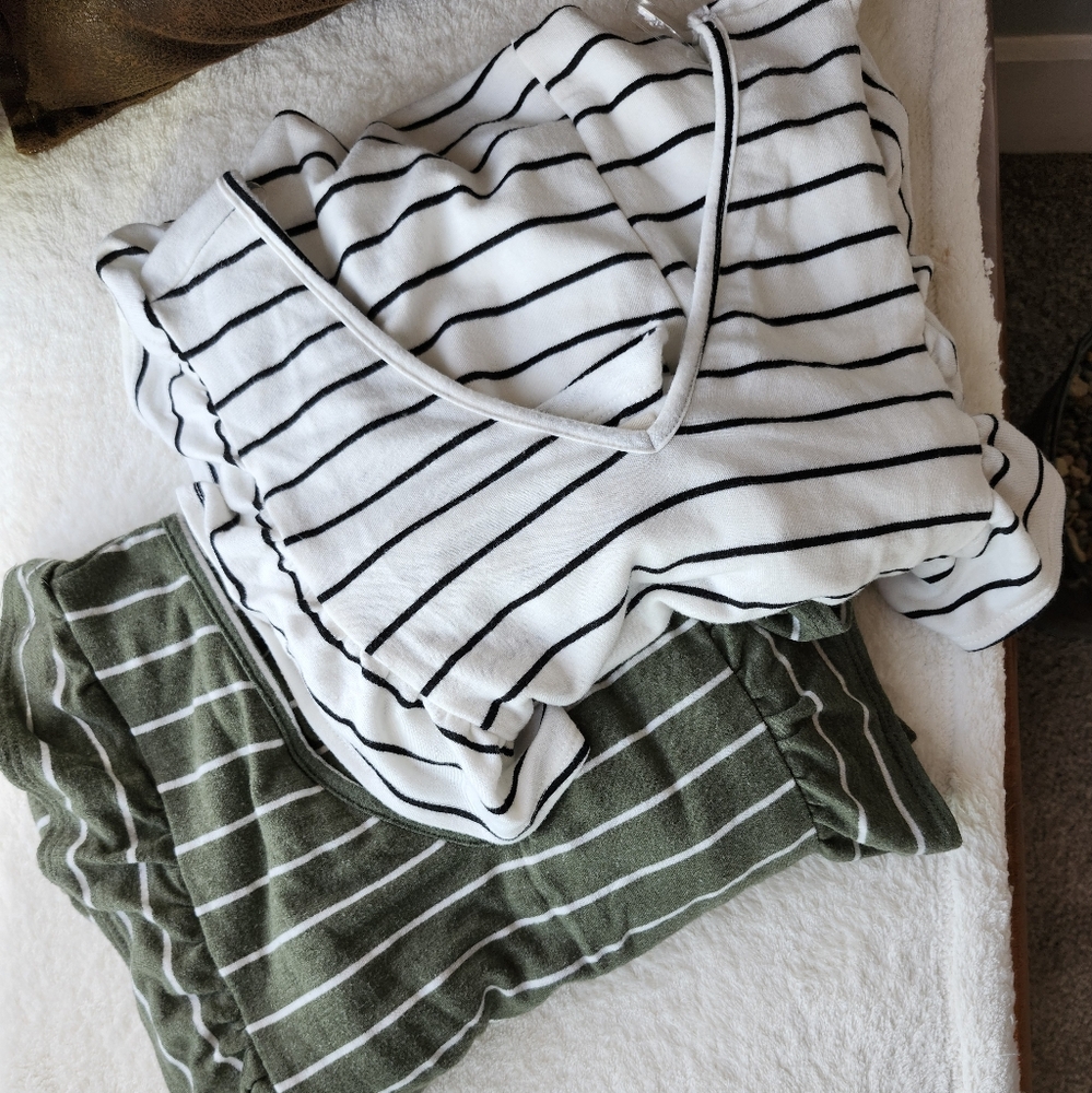 Bundle of Striped Knit Romper Shorts, Size L, Made in USA